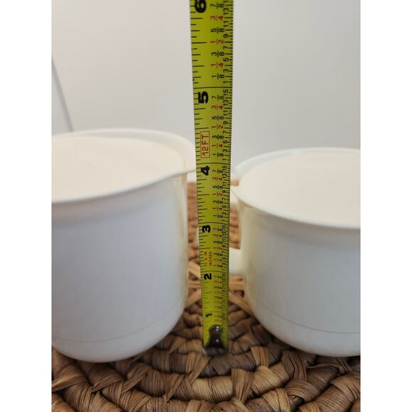 Tupperware Vintage Sugar & Creamer Spoon Set White Snap Lid Coffee Tea - Picture 11 of 12